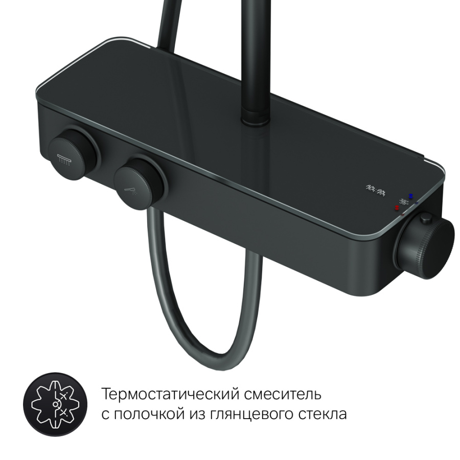 Фото Душевая стойка AM.PM Inspire V2.0 F0750A422 с термостатом черная матовая