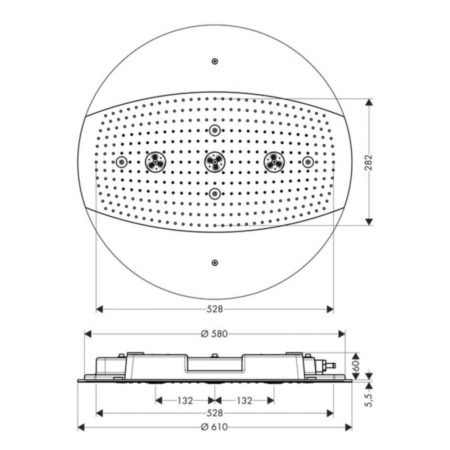 Фото Верхний душ hansgrohe Rainmaker Air 3jet 600 26115000 без подсветки, хром