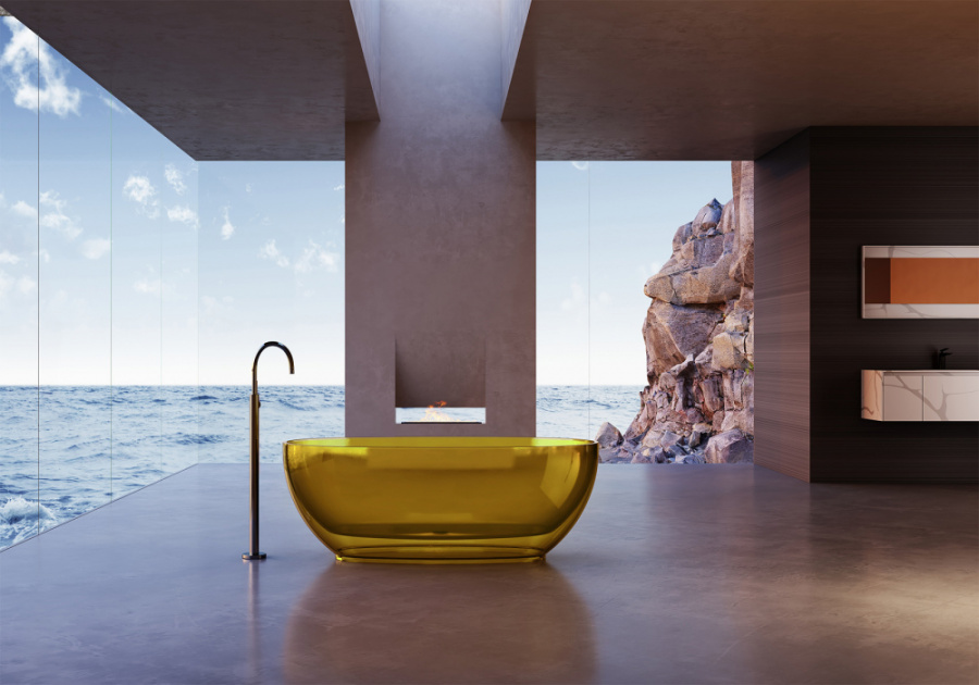 Фото Прозрачная ванна Abber Kristall 170x75 AT9703Amber желтый