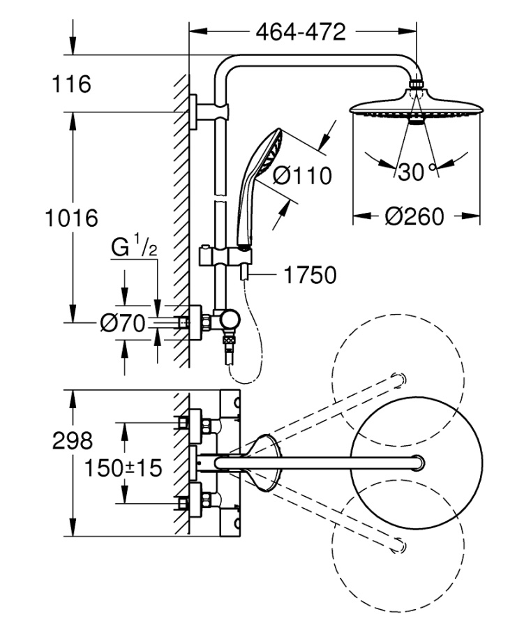 Фото Душевая стойка GROHE  Euphoria System 27296002