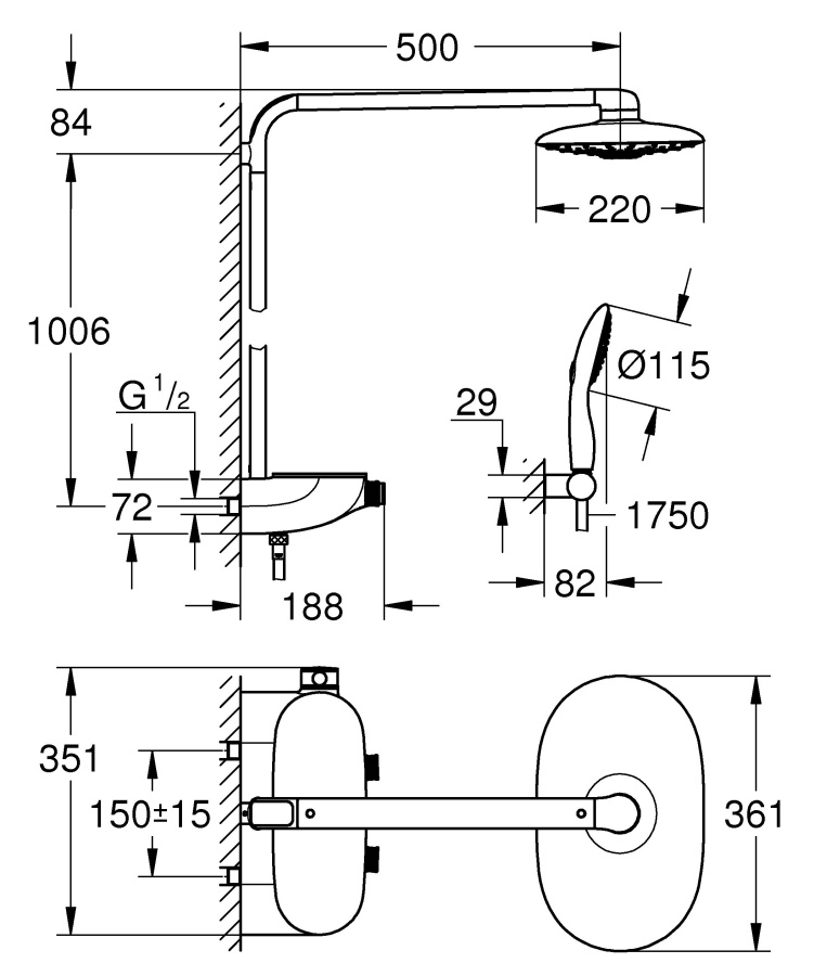 Фото Душевая система Grohe Rainshower SmartControl 26361000