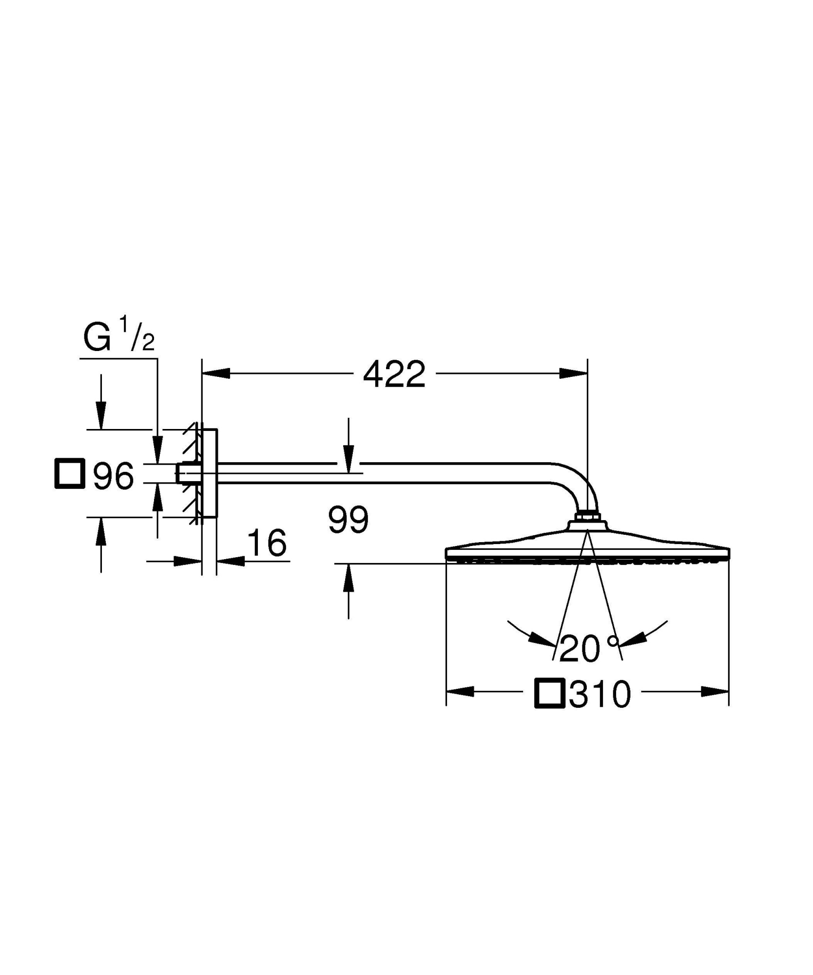 Фото Верхний душ Grohe Rainshower Mono 26564AL0 темный графит, матовый