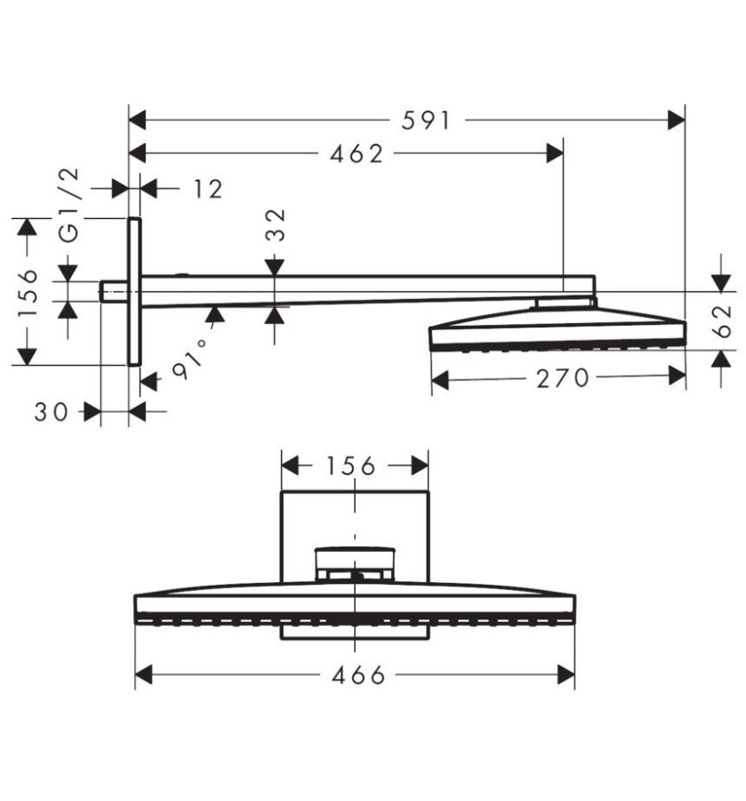 Фото Верхний душ встраиваемый hansgrohe Rainmaker Select 460 1jet EcoSmart 24013400 белый/хром