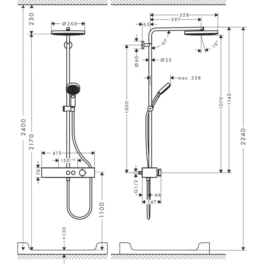 Фото Душевая стойка hansgrohe Pulsify Showerpipe 24220000 хром