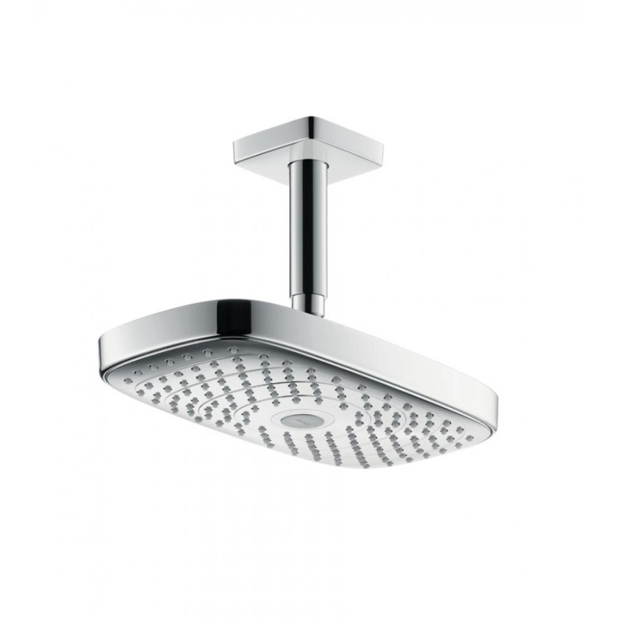 Фото Верхний душ hansgrohe Raindance Select E 300 2jet EcoSmart 26608400 9 л/мин с потолочным подсоединением белый/хром