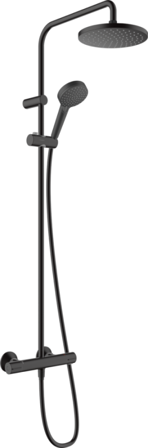 Фото Душевая система c термостатом hansgrohe Vernis Blend Showerpipe 200 1jet 26089670, EcoSmart, матовый черный