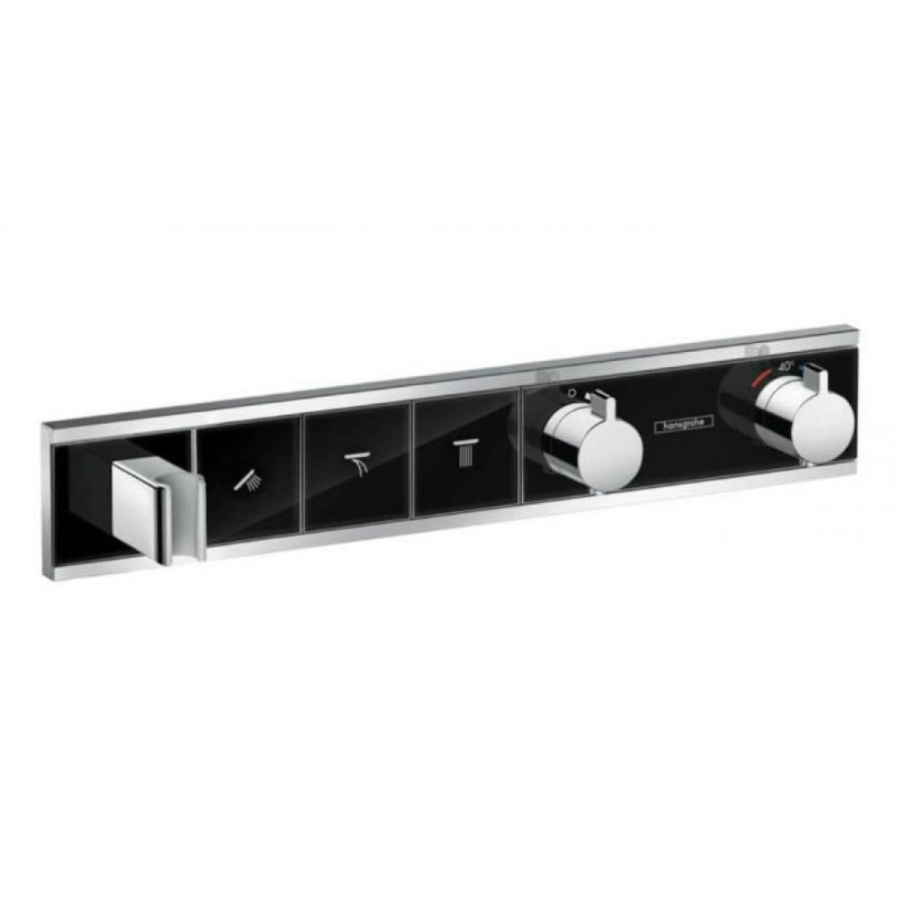 Фото Смеситель для душа с термостатом hansgrohe RainSelect 15356600 на 3 потребителя, черный/хром