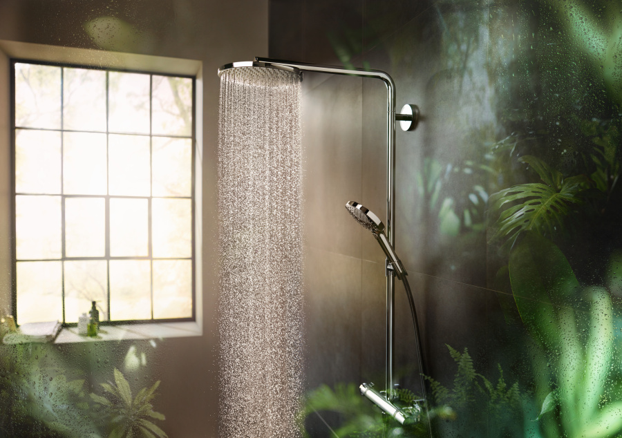 Фото Душевая система hansgrohe Raindance Select S Showerpipe 240 1jet P 27633670 с термостатом матовый черный