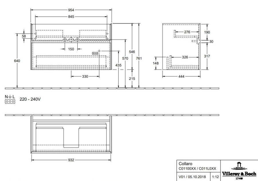 Фото Тумба под раковину Villeroy&Boch COLLARO C011L0VJ nordic oak