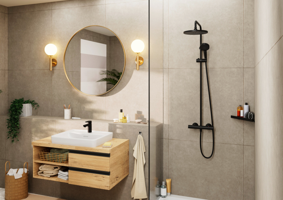 Фото Душевая стойка hansgrohe Vernis Blend Showerpipe 240 1jet 26426670 черный матовый