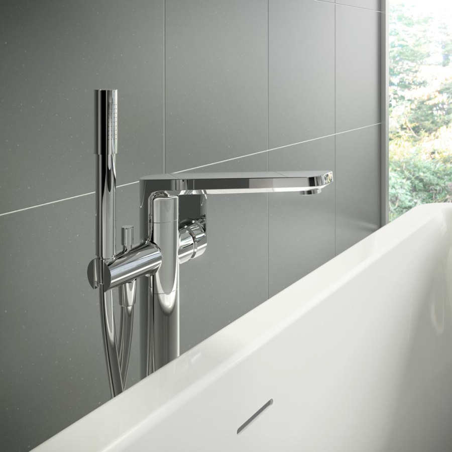 Фото Смеситель для ванны Ideal Standard Tonic II A6347AA напольный, с душевым гарнитуром