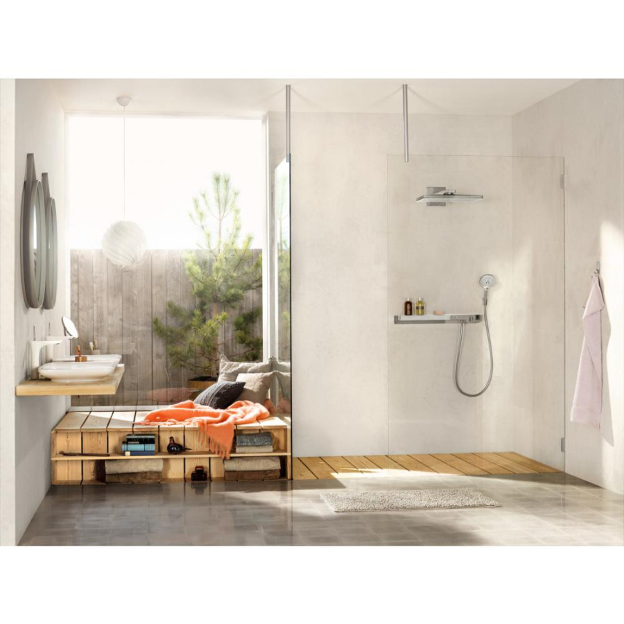 Фото Верхний душ встраиваемый hansgrohe Rainmaker Select 460 3jet EcoSmart 24017400 белый/хром