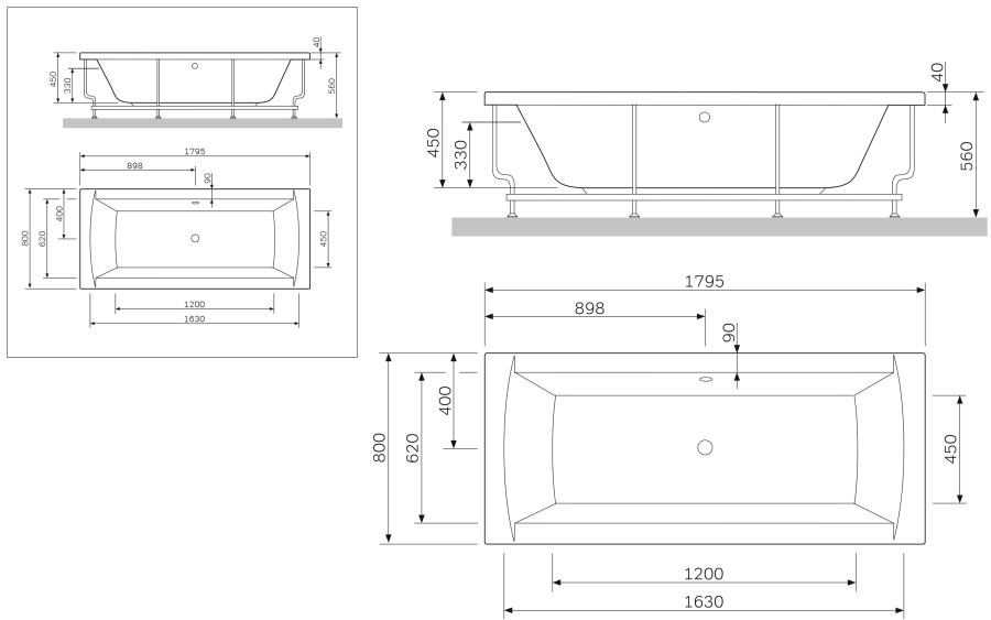 Фото Акриловая ванна AM.PM Admire 180x80 W1AA-180-080W-A