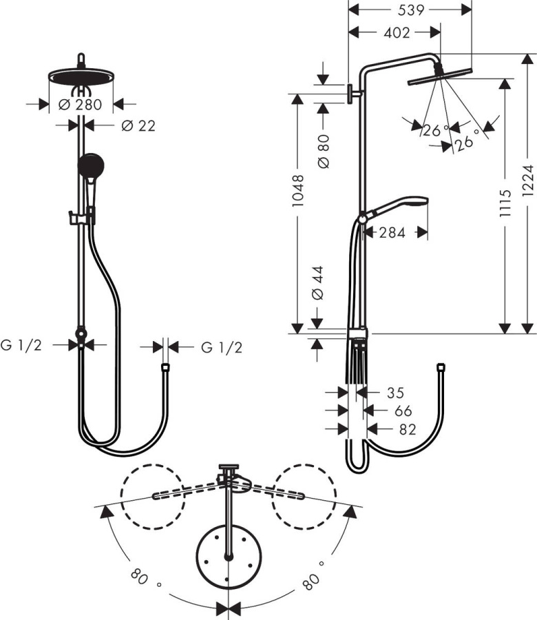 Фото Душевая стойка hansgrohe Croma 26793000