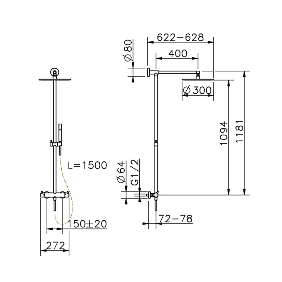 Фото Душевая система Cisal Less New LNC7801N40 черный