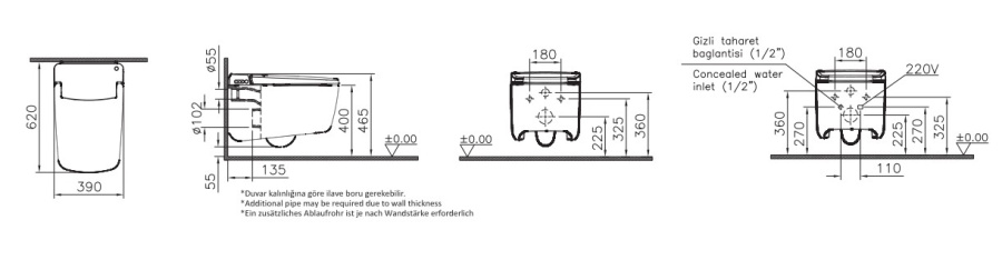 Фото Подвесной унитаз Vitra V-CARE Prime 7231B403-6216
