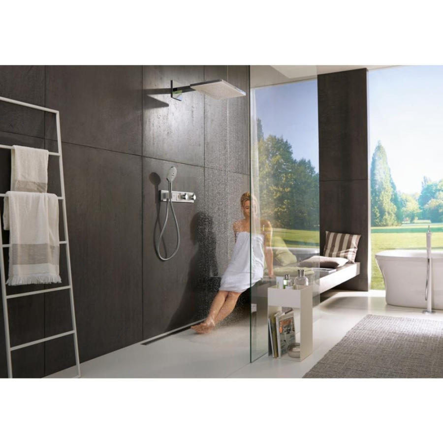 Фото Смеситель для душа с термостатом hansgrohe RainSelect 15356600 на 3 потребителя, черный/хром