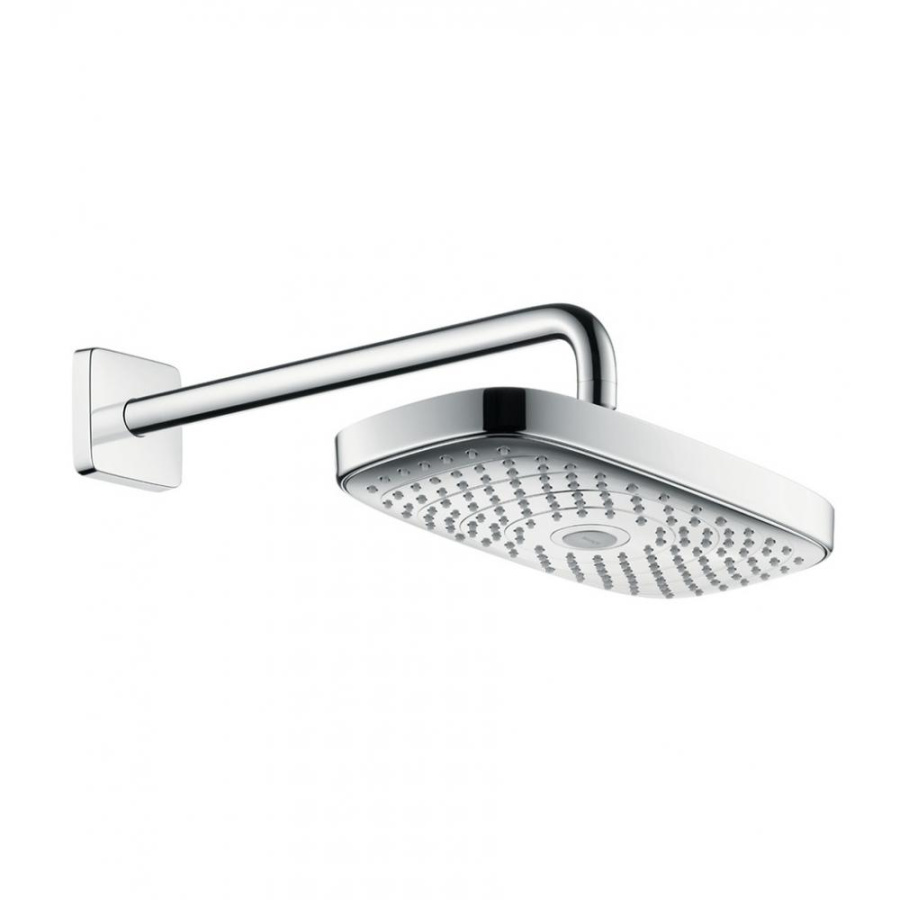 Фото Верхний душ hansgrohe Raindance Select E 300 2jet EcoSmart 26609400 9 л/мин с держателем белый/хром