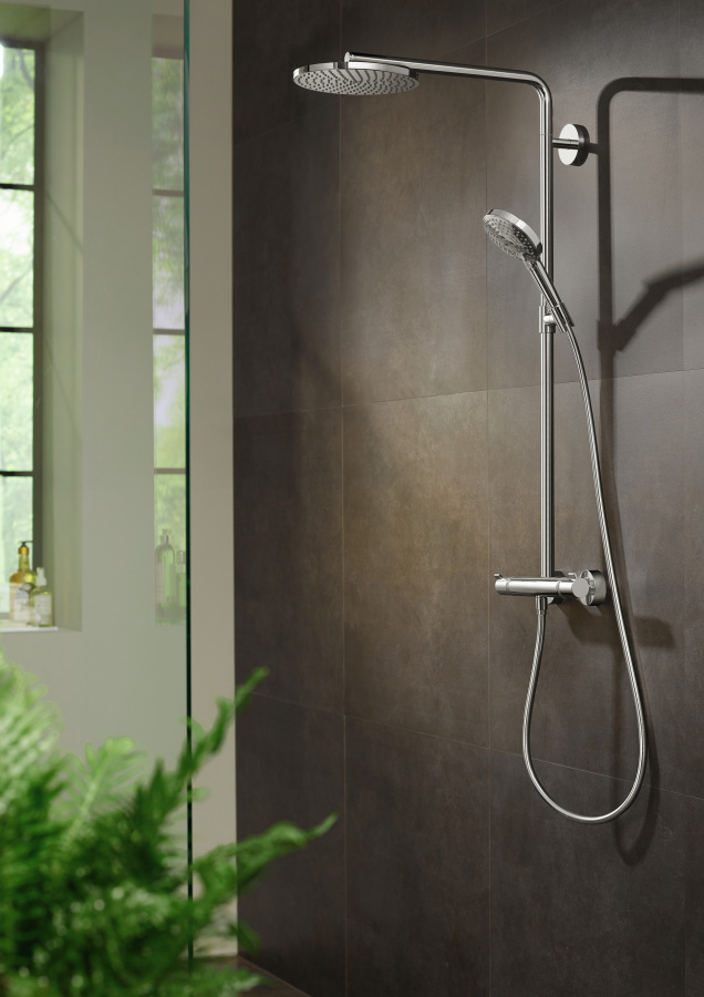 Фото Душевая система hansgrohe Raindance Select S Showerpipe 240 1jet P 27633670 с термостатом матовый черный