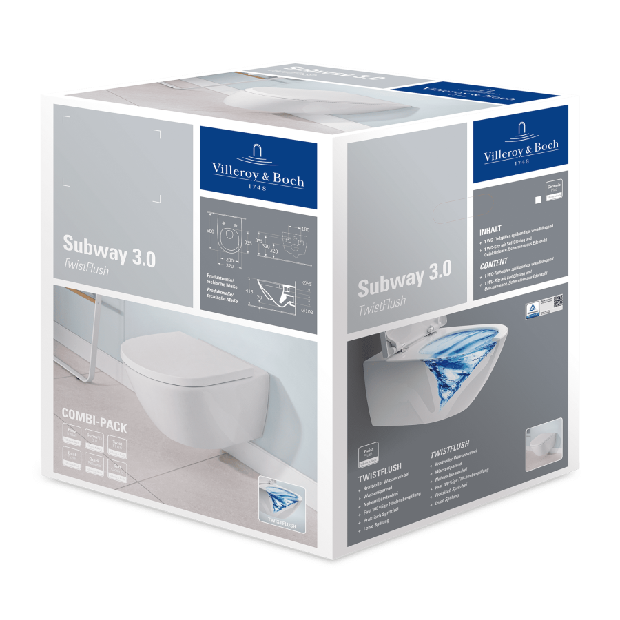 Фото Подвесной унитаз Villeroy&Boch Subway 3.0 4670TS01 с сиденьем микролифт