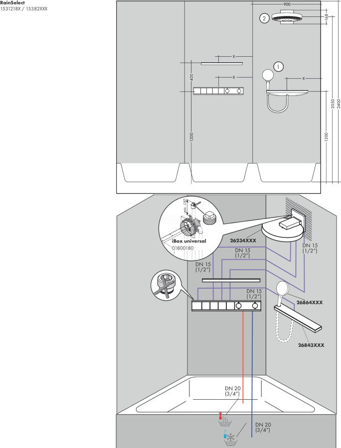 Фото Термостат hansgrohe RainSelect 15382700, на 4 выхода