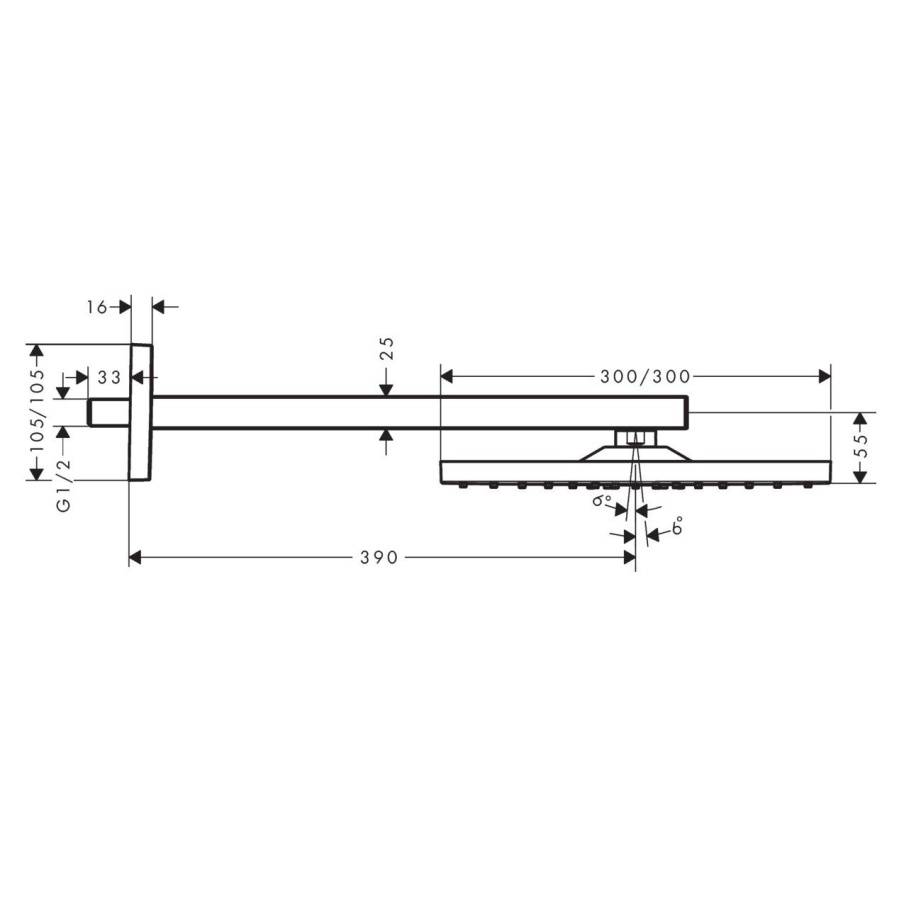 Фото Верхний душ hansgrohe Raindance E 300 AIR 1jet 26238340 шлифованный черный хром
