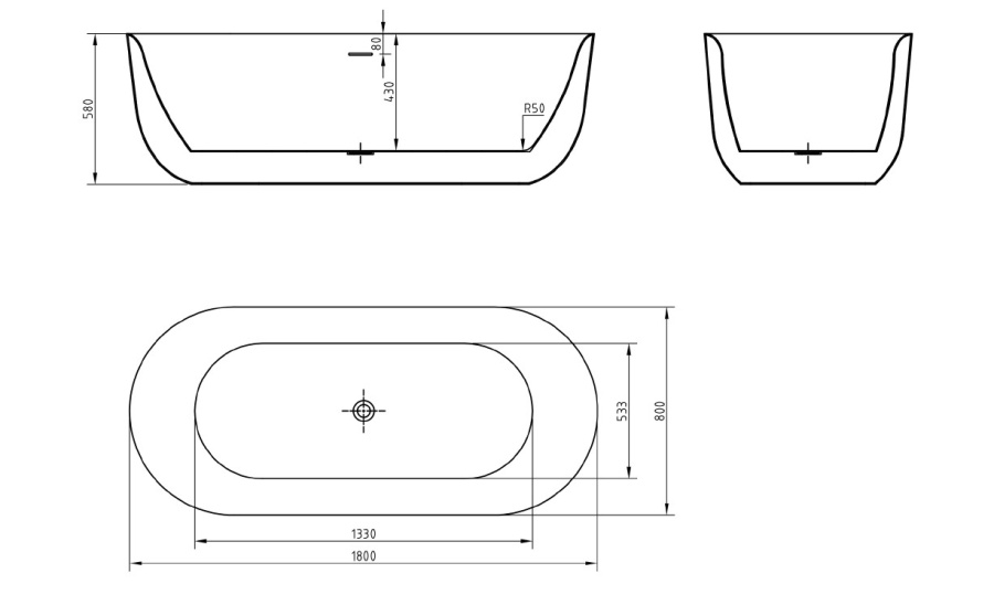Фото Акриловая ванна BelBagno 180x80 BB706-1800-800
