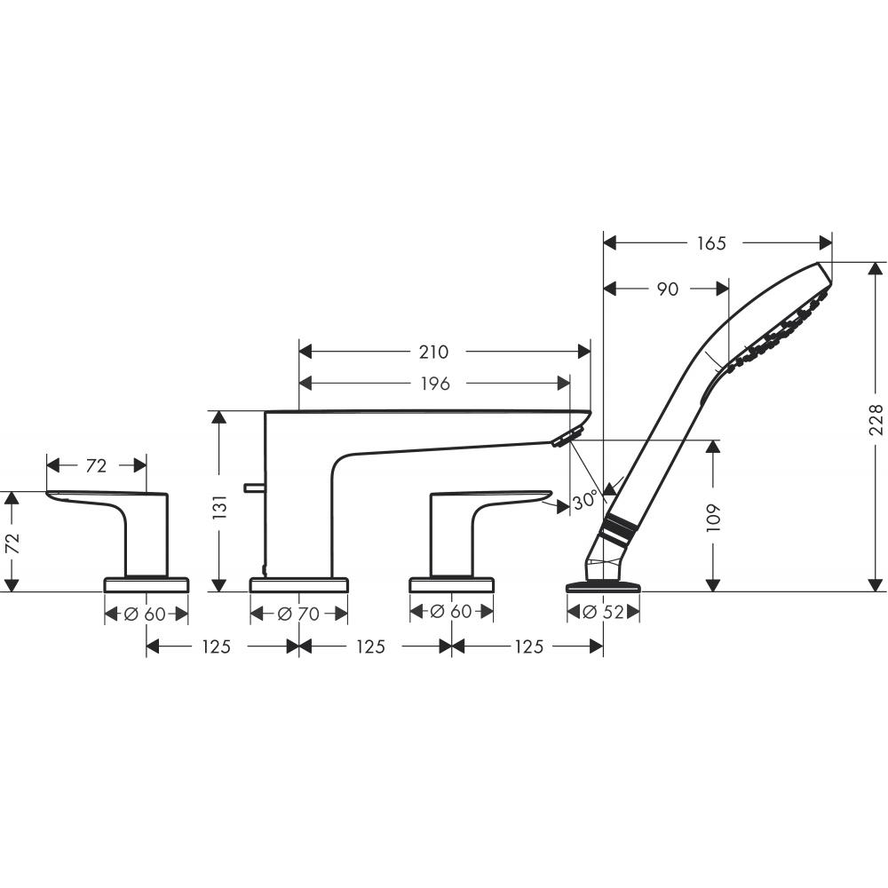 Фото Смеситель на край ванны hansgrohe Talis E 71748700 на 4 отверстия