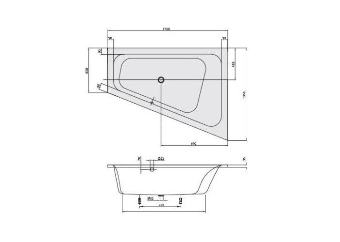 Фото Акриловая ванна Villeroy&Boch Loop & Friends 175x135 DX UBA175LFS9REV-01 правая