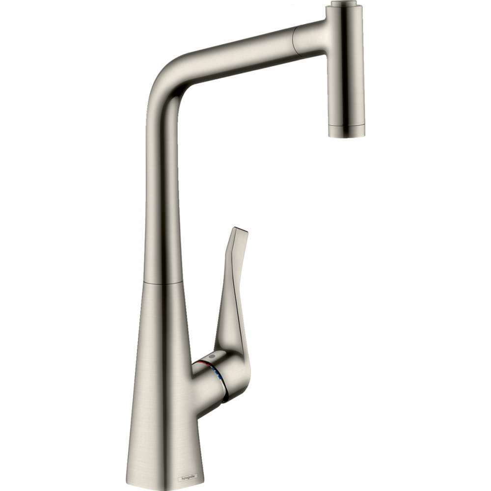 Фото Смеситель для кухни hansgrohe Metris M71, 320, 2jet 73801800 с вытяжным душем, сталь