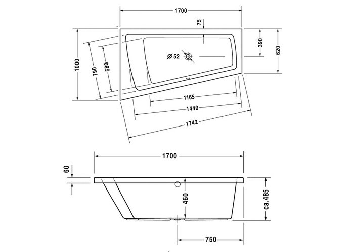 Фото Акриловая ванна Duravit Paiova 170x100 700212000000000
