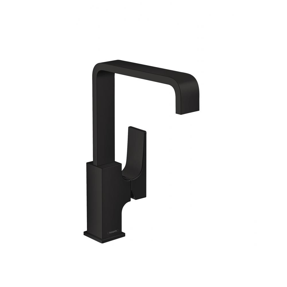 Фото Смеситель для раковины hansgrohe Metropol 230 32511670 со сливным клапаном Push-Open, матовый черный