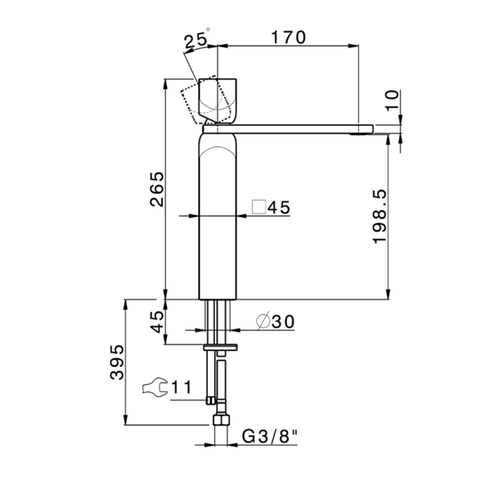 Фото Смеситель для раковины Cisal Hi-Rise RI0035447W золото