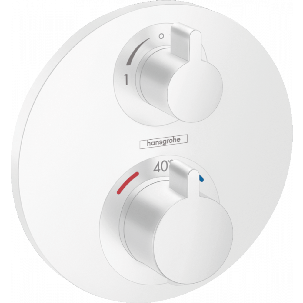 Фото Смеситель для душа с термостатом hansgrohe Ecostat S СМ, 15758700 с запорным/переключающим вентилем матовый белый