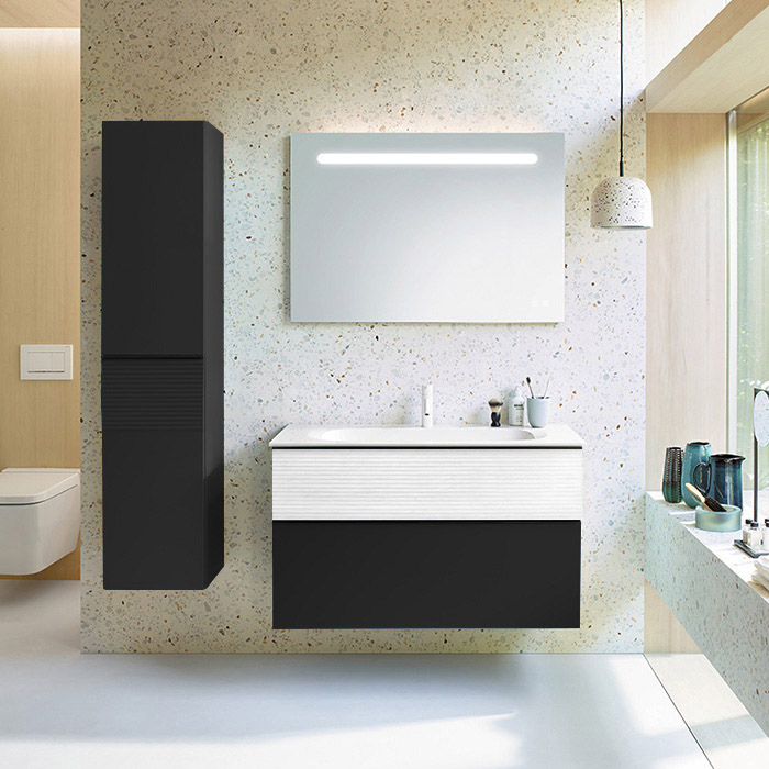 Фото Тумба с раковиной Burgbad Fiumo 102 SFXN102F3958FOT02G0200C0001*1 графит матовый/белый матовый