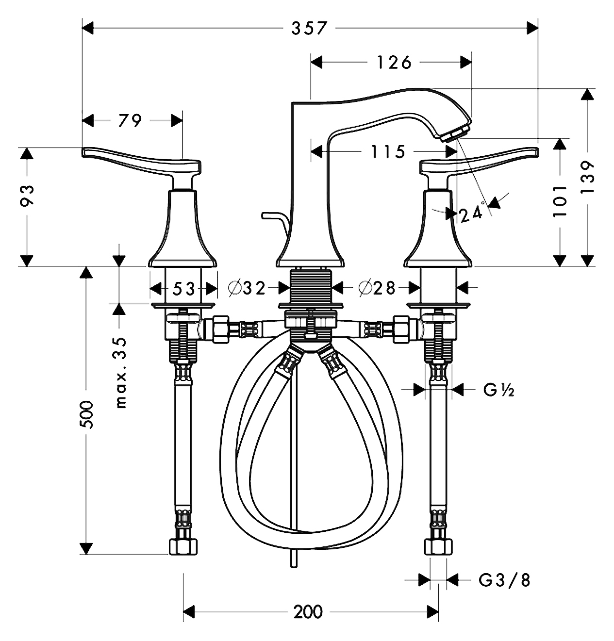 Фото Смеситель для раковины hansgrohe Metris Classic 31073000