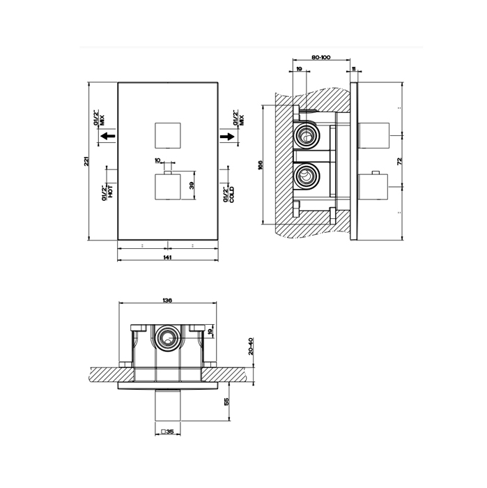 Фото Смеситель для душа Gessi Rettangolo 20184#299 черный матовый