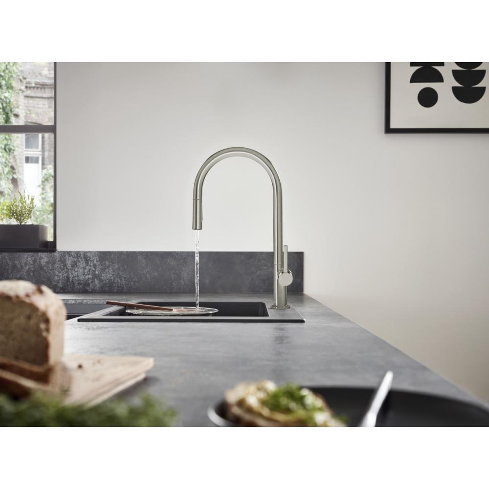 Фото Смеситель для кухни hansgrohe Talis M54 72801800 с вытяжным душем, сталь