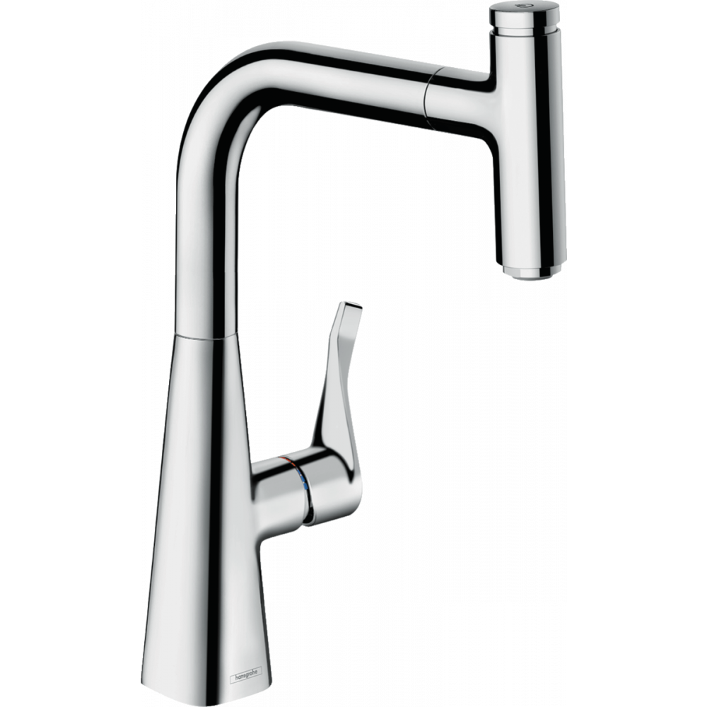 Фото Смеситель для кухни hansgrohe Metris Select M71, 240, 1jet, sBox 73802000 с вытяжным изливом, хром