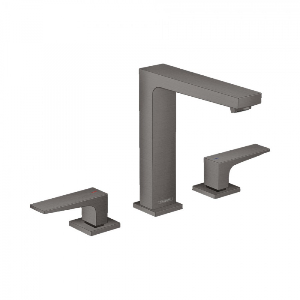 Фото Смеситель для раковины hansgrohe Metropol 160 32515340 на 3 отверстия, со сливным клапаном Push-Open, шлифованный черный хром