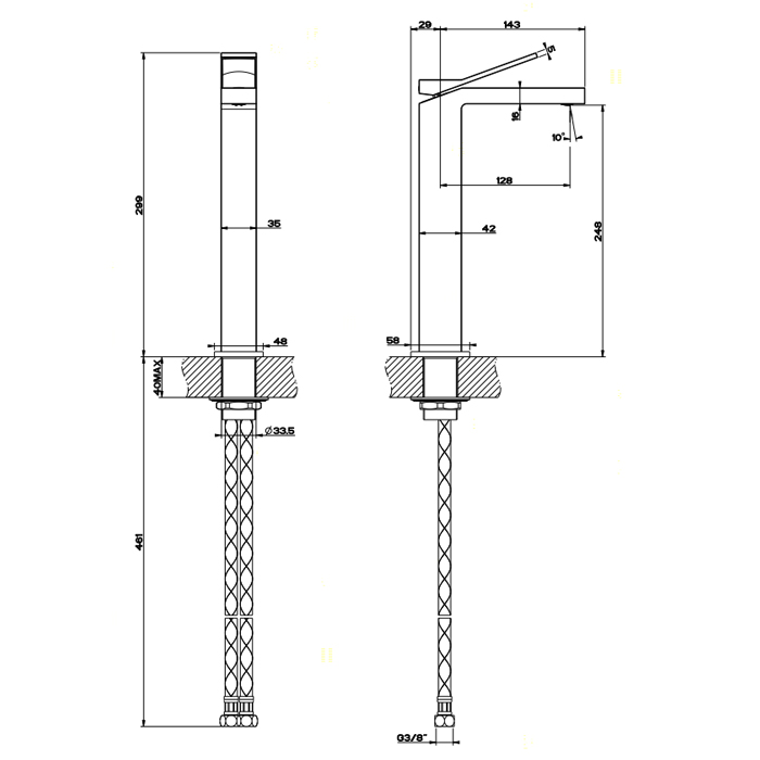 Фото Смеситель для раковины Gessi Rettangolo K 53006#299 черный матовый