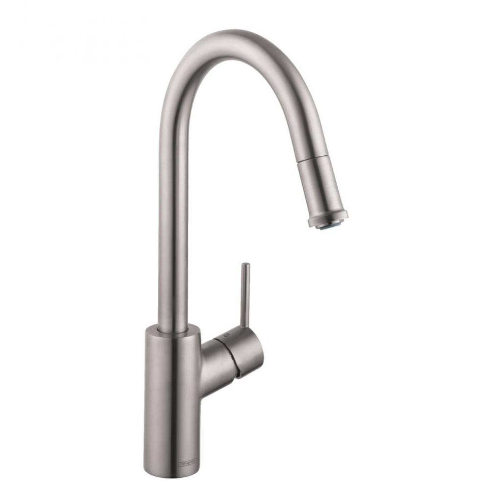 Фото Смеситель для кухни hansgrohe Talis M52 73864800 с вытяжным изливом, сталь