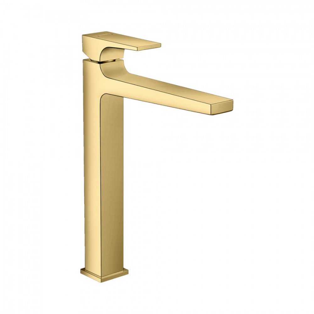 Фото Смеситель для раковины hansgrohe Metropol 260 32512990 со сливным клапаном Push-Open, полированное золото