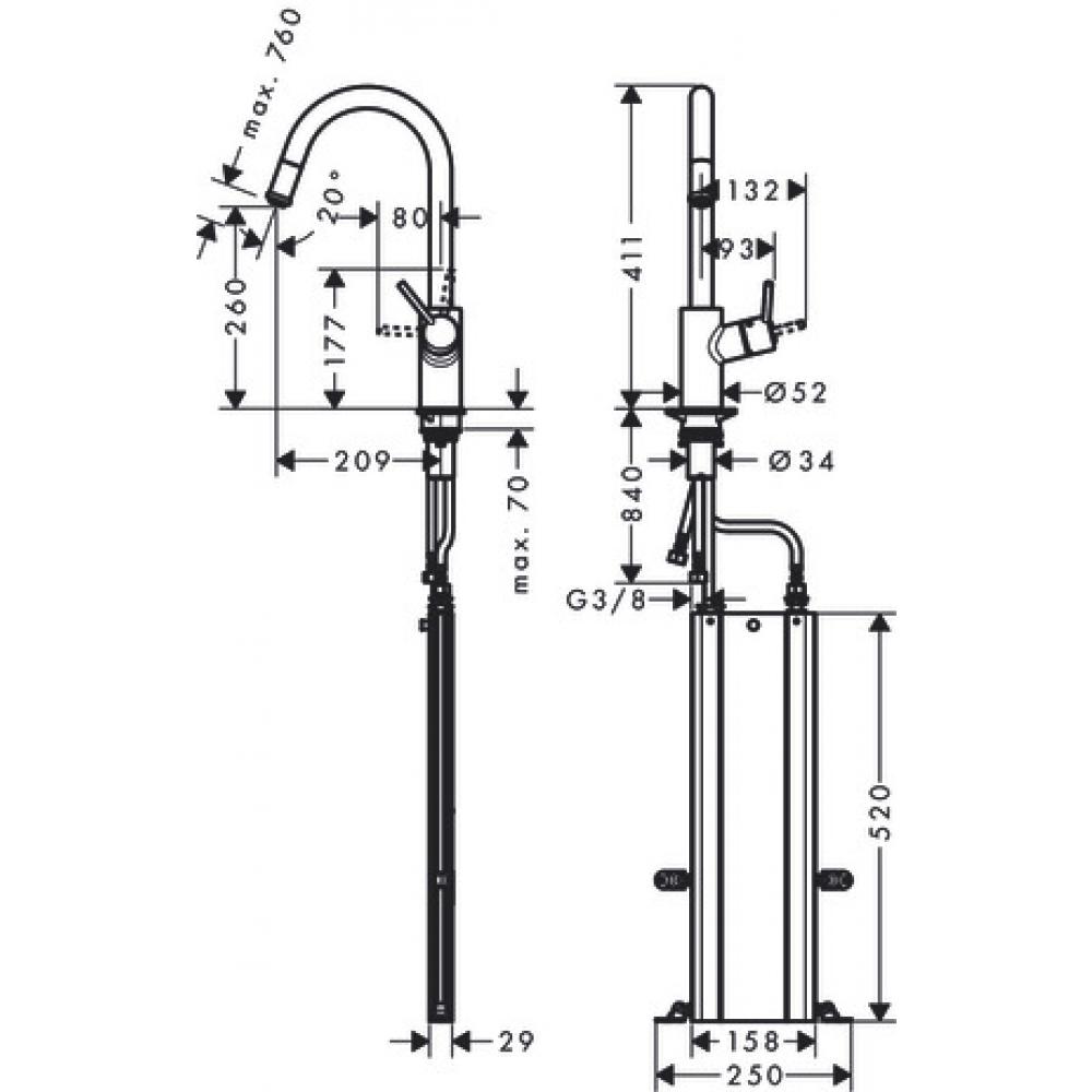Фото Смеситель для кухни hansgrohe Talis M52 73864000 с вытяжным изливом
