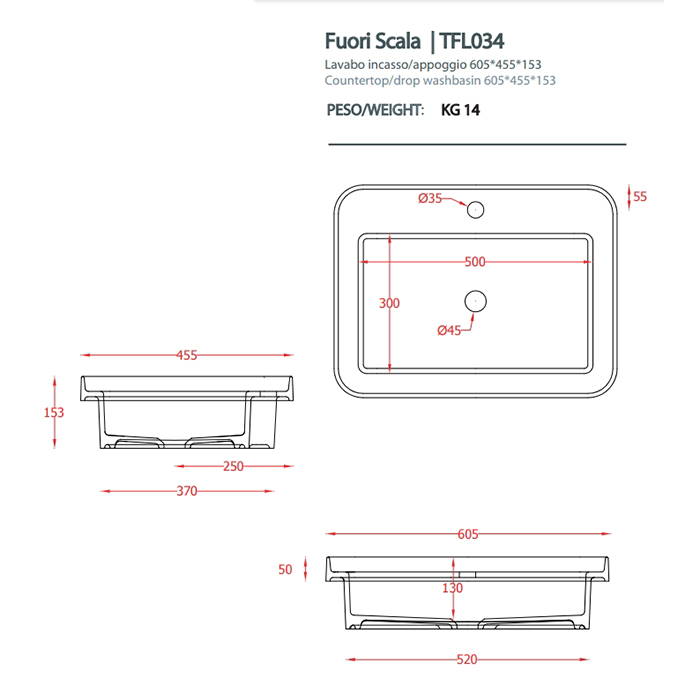 Фото Раковина Artceram Fuori Scala TFL034 40 00