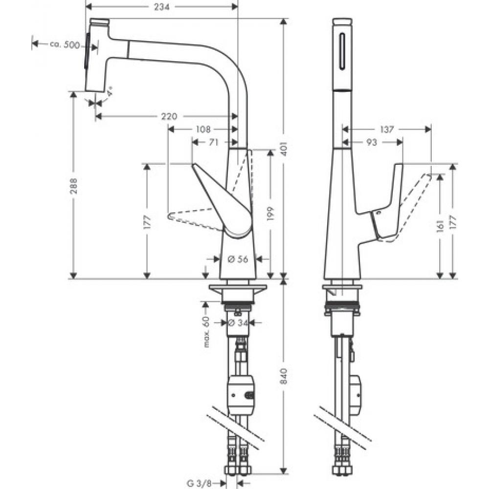 Фото Смеситель для кухни hansgrohe Talis Select M51 72823000 с вытяжным душем