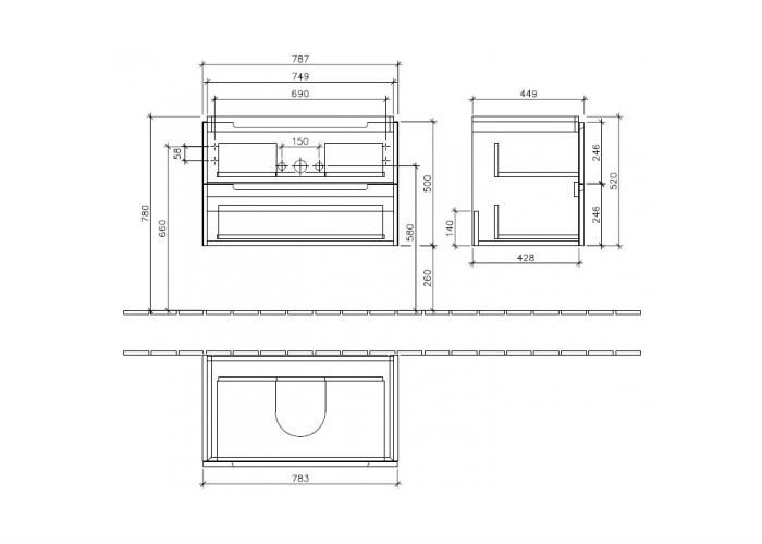 Фото Тумба под раковину Villeroy&Boch Subway 2.0 A69600DH, белый глянец