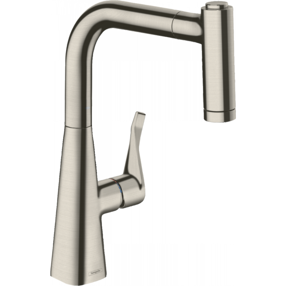Фото Смеситель для кухни hansgrohe Metris M71, 220, 2jet 73800800 с вытяжным душем, сталь