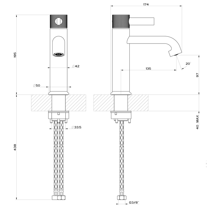 Фото Смеситель для раковины Gessi Inciso 58002#299 черный матовый
