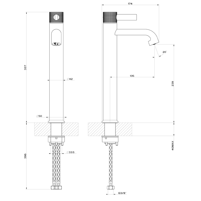Фото Смеситель для раковины Gessi Inciso 58004#299 черный матовый